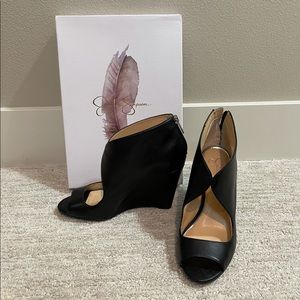 Jessica Simpson Black Leather Wedge